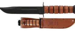 Ka-Bar KB1225 Fighting Utility Knife Brown Leather Sheath Straight Edge