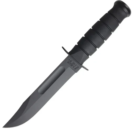 Ka-Bar KB2221 Mark 1 Kraton Handle Knife with Black Leather Sheath Straight Edge