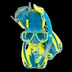 Rocks Junior Mask/Snorkel/Fins Set Blue/Lime