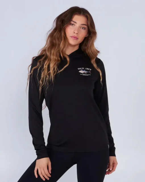 Salty Crew Big Blue Hooded Sunshirt Wmns Black