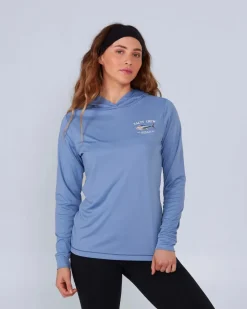 Salty Crew Big Blue Hooded Sunshirt Wmns Blue Dusk