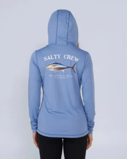 Salty Crew Big Blue Hooded Sunshirt Wmns Blue Dusk