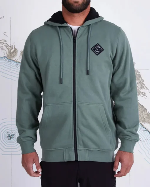 Salty Crew Shelter Sherpa Fleece Fatigue Green
