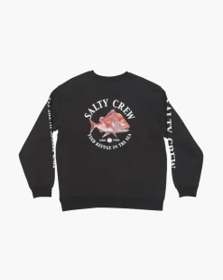 Salty Crew Snap Attack Crew Fleece Jumper Black