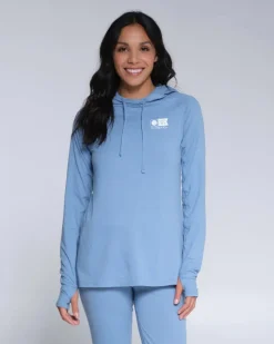 Salty Crew Thrill Seekers Hooded Sunshirt Wmns Marine Blue