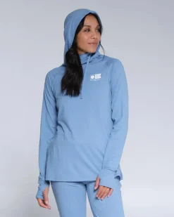 Salty Crew Thrill Seekers Hooded Sunshirt Wmns Marine Blue